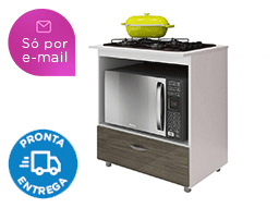 Balcão para Cooktop 4 Bocas 1 Gaveta Completa Móveis • com Nicho para Microondas